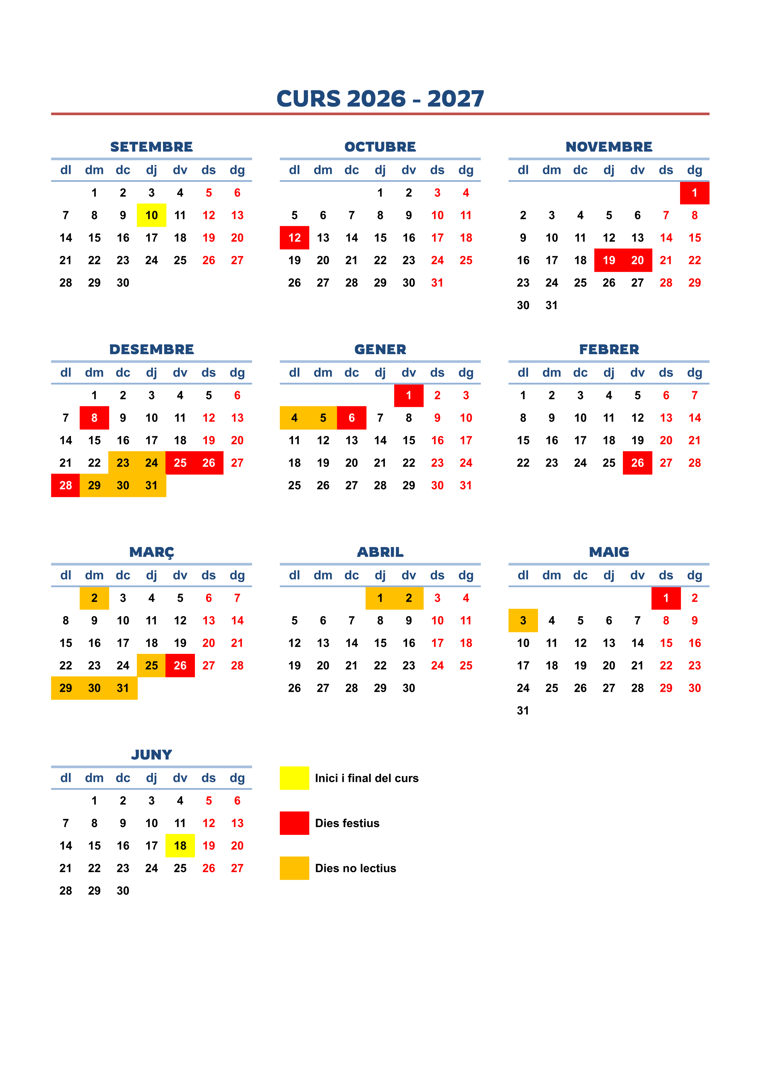 Calendari 26 27